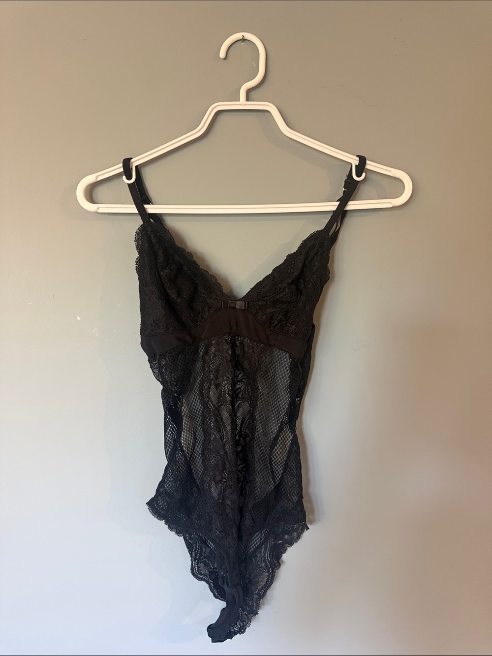 La Vie En Rose Black Lace Chemise Bodysuit